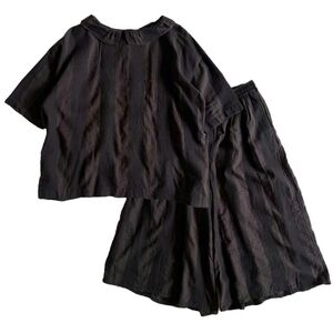 Women's Black Two-Piece Linen-Blend Set